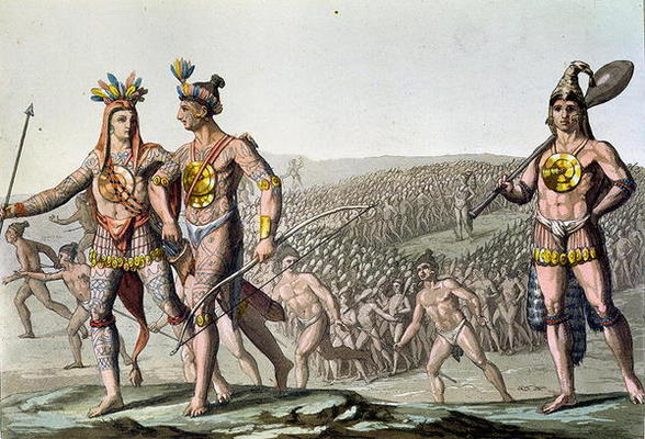 The Chiefs of Florida on their Way to War, c.1820 (coloured engraving) à Gallo Gallina