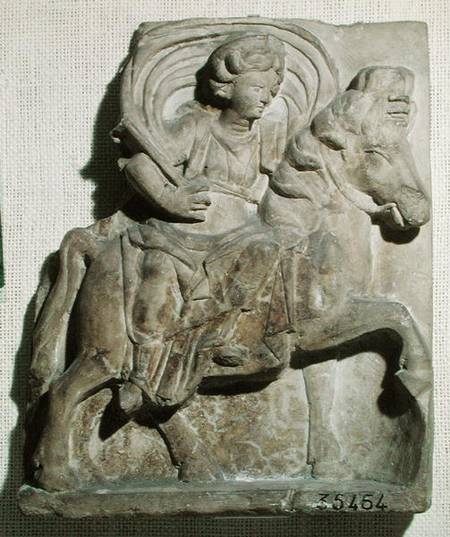 Relief of Epona, Gaulish goddess, protector of horses, riders and travellers, from Gannat, Allier à Gallo-Roman