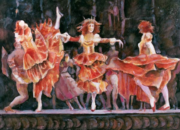 Scene from Romeo and Juliet, Royal Ballet, Covent Garden (w/c on paper)  à Gareth Lloyd  Ball