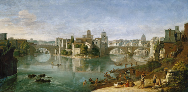 le Tibre - île à Rome à Gaspar Adriaens van Wittel