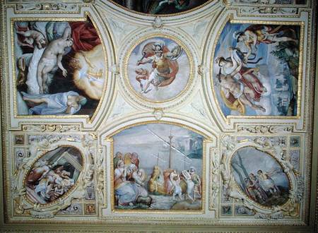 Ceiling painting depicting the Story of Perseus and Danae à Gaspar Becerra
