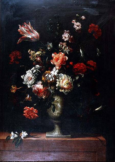 Still Life of Flowers in a Stone Vase à Gaspar Peeter le Jeune Verbruggen
