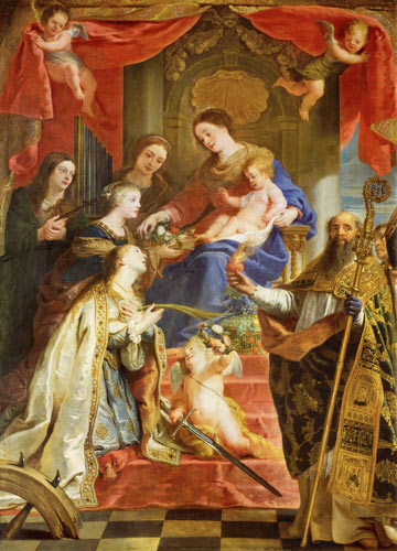 Marie avec l'enfant et le Saint Marie Magdelaine,  Cécile, Dorothée, Catherine à Gaspard de Crayer