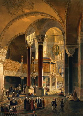 Haghia Sophia, plate 8: the Imperial Gallery and box, engraved by Louis Haghe (1806-85) published 18 à Gaspard Fossati