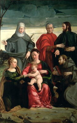 The Mystic Marriage of St. Catherine with St. Francis, St. Clare, St. Cosmas and St. Damian à Gaspare Pagani