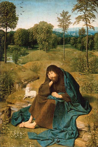 Jean Baptiste assis dans un paysage. à Geertgen tot Sint Jans