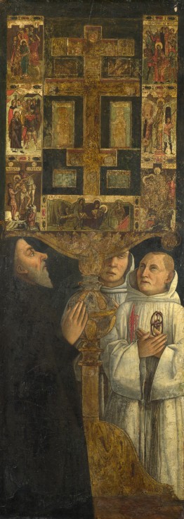 Cardinal Bessarion and Two Members of the Scuola della Carità in prayer with the Bessarion Reliquary à Gentile Bellini
