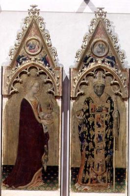 Two saints from the Quaratesi Polyptych: St. Mary Magdalen and St. Nicholas 1425 (tempera on panel) à Gentile da Fabriano