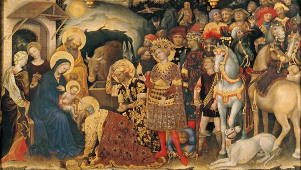 Adoration of the Magi (altarpiece) (detail of 29414) à Gentile da Fabriano