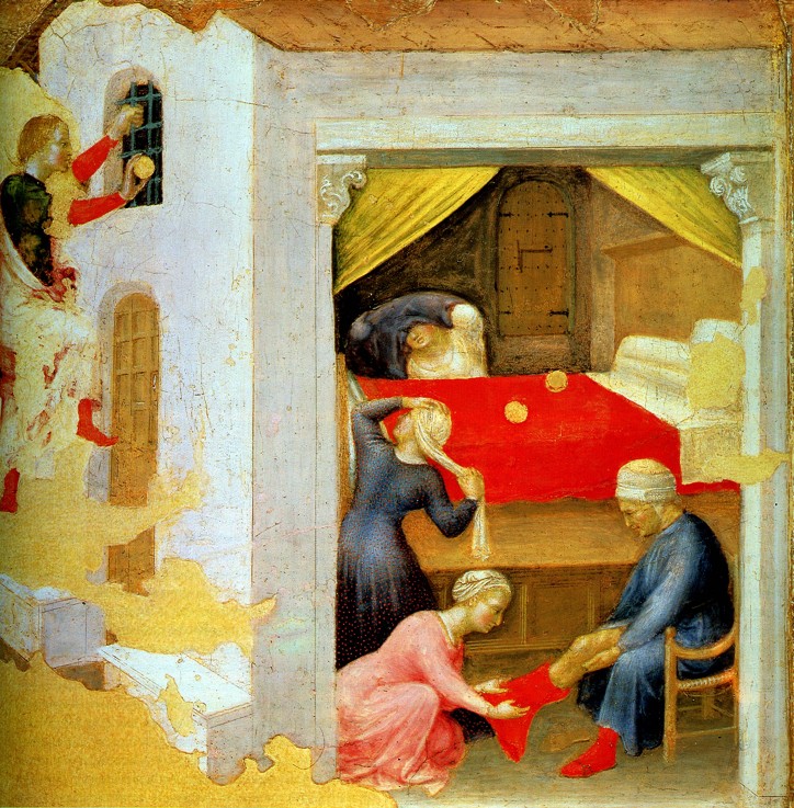 The dowry for the three virgins (from the Polyptych Quartesi) à Gentile da Fabriano