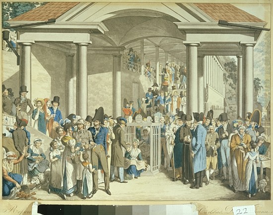 Health Community at the Karlsbader Fountain, 1810 (aquatint drawing) à Georg Emanuel Opitz