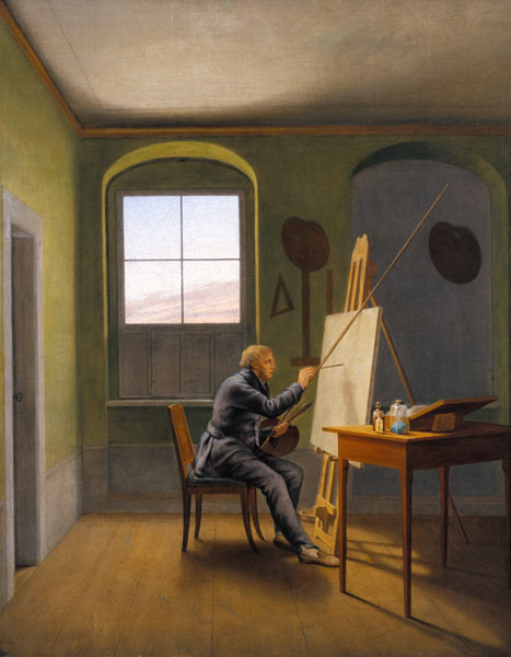 George Friedrich Kersting dans l'atelier de Caspar David Friedrichs à Georg Friedrich Kersting