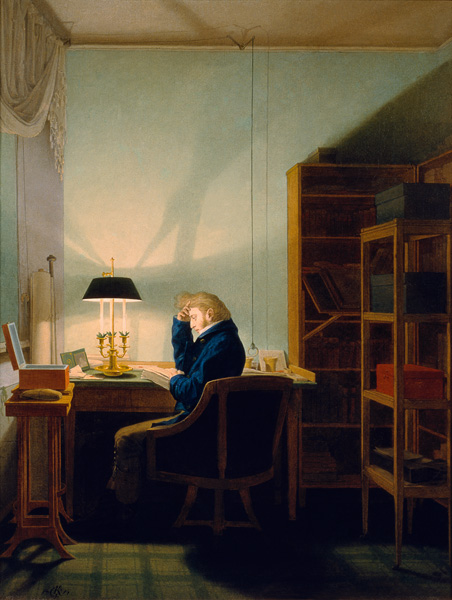 Lectures avec la lumière de lampe à Georg Friedrich Kersting