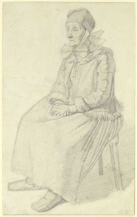 Sitzende Bauersfrau mit in den Schoß gelegten Händen à Georg Friedrich Kersting