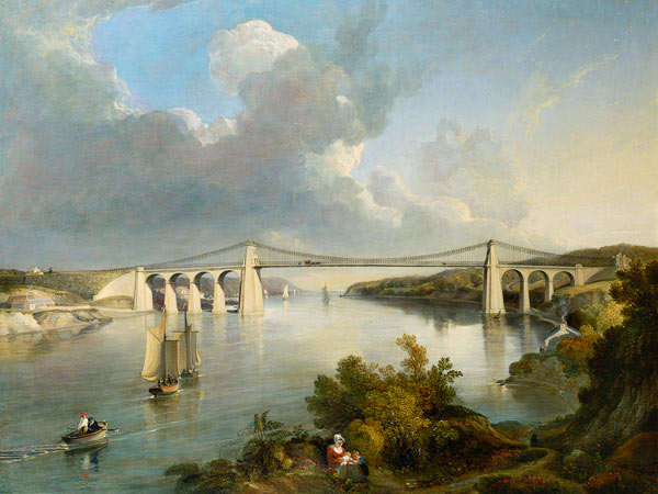 The Menai Bridge, North Wales à George Arnald
