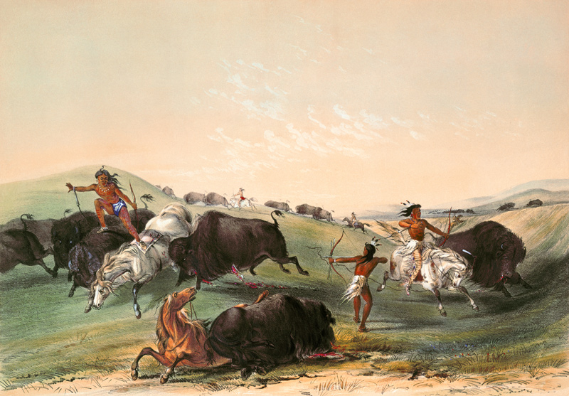 Buffalo Hunt, plate 7 from Catlin's North American Indian Collection, engraved by McGahey, Day and H à George Catlin