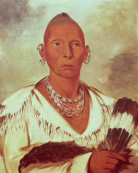 Portrait of Black Hawk, Indian Chief à George Catlin