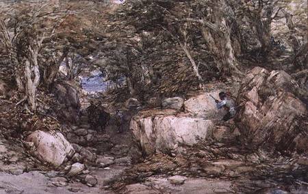 Forest Glen with Travellers Approaching an Ambuscade à George Cattermole