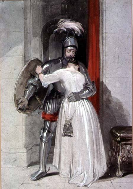 Lady and Knight (watercolour) à George Cattermole