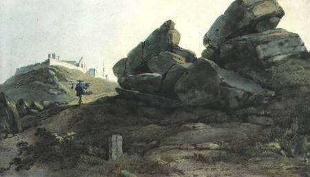 Rocks and a Hill Convent, China à George Chinnery