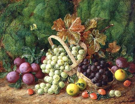 Still Life with Plums, Apples and Baskets of Grapes à George Clare