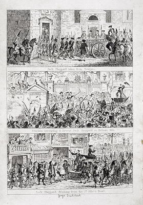Jack's journey from Newgate to Tyburn, illustration from 'Jack Sheppard: A Romance' by William Harri à George Cruikshank