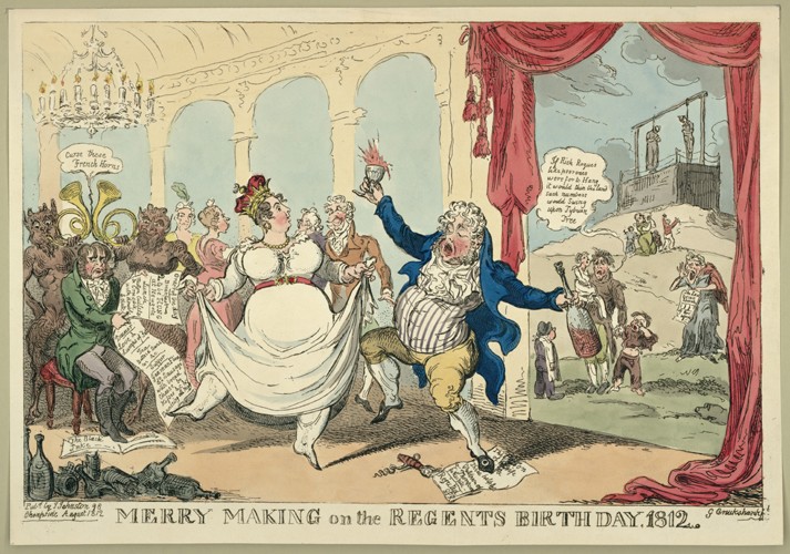 Merry making on the regents birth day, 1812 à George Cruikshank