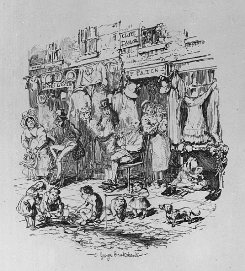 Monmouth Street, illustration from ''Sketches by Boz'' Charles Dickens à George Cruikshank