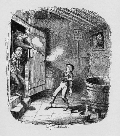 The Burglary, from ''The Adventures of Oliver Twist'' Charles Dickens (1812-70) 1838, published by C à George Cruikshank