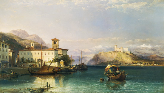 Arona and the Castle of Angera, Lake Maggiore à George Edwards Hering