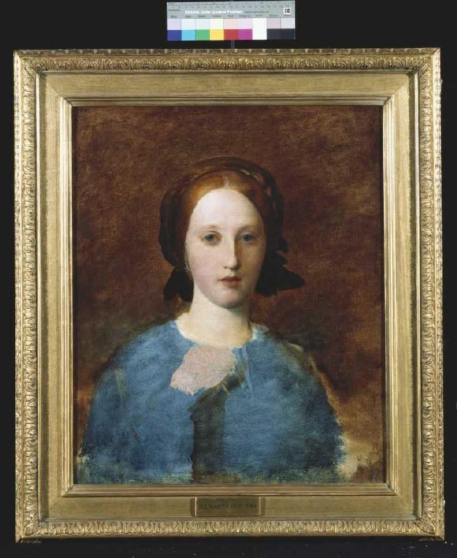 Portrait von Mrs Prescott Decie in einem blauen Kleid (Skizze). à George Frederick Watts