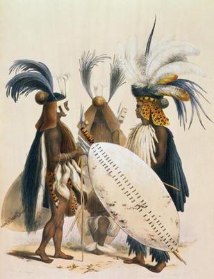 Zulu Soldiers of King Panda's Army, plate 20 from 'The Kafirs Illustrated', 1849 (litho) à George French Angas
