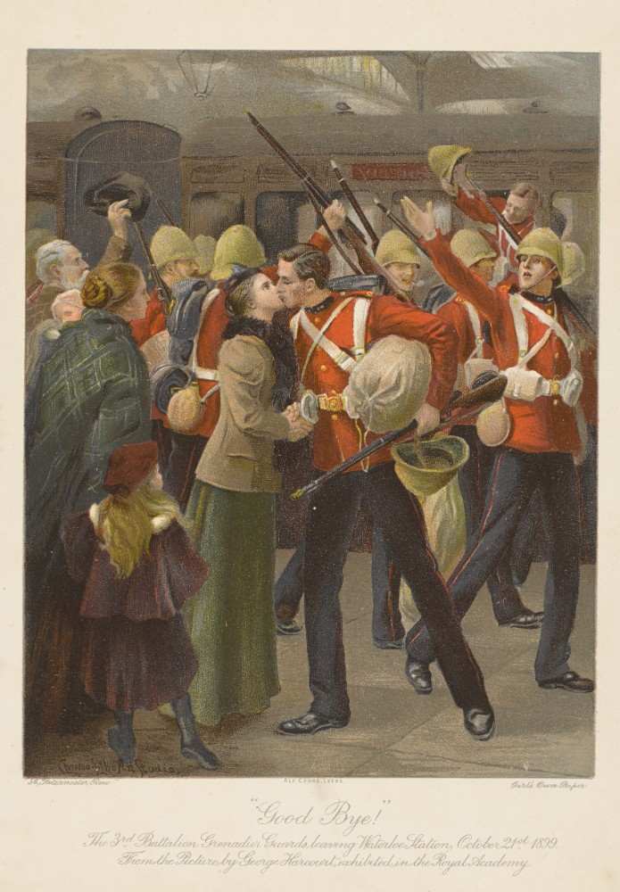 Good bye! The 3rd Battalion Grenadier Guards Leaving Waterloo Station à George Harcourt