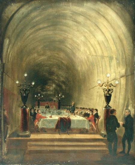 Banquet in Thames Tunnel held on 10th November 1827 to Celebrate the Tunnel's Progress à George Jones