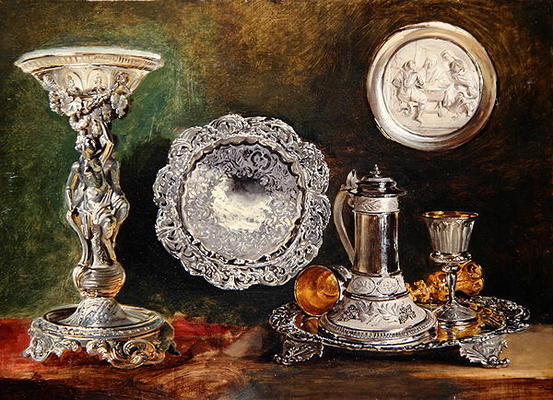 A Still Life of Silver, c.1833 (oil on canvas) à George Lance