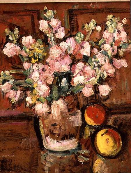 A Still Life of Fruit and Flowers à George Leslie Hunter