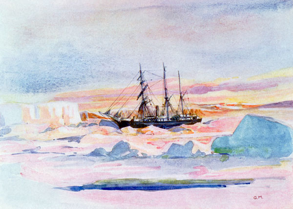 Aurora Australis, illustration de "Le cœur de l'Antarctique : l'expédition Nimrod vers le Sud" à George Marston