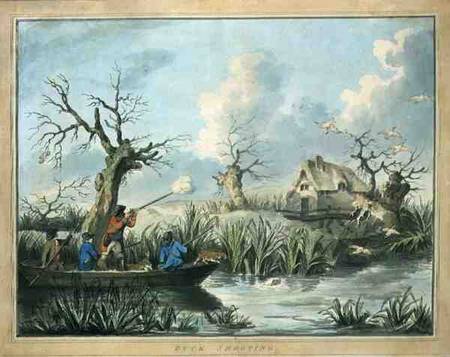 Duck Shooting, etched by Thomas Rowlandson (1756-1827), pub. by J. Harris à George Morland