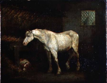An Old Grey Mare at a Manger à George Morland