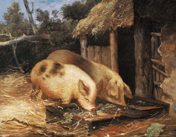 Pigs at a Trough à George Morland