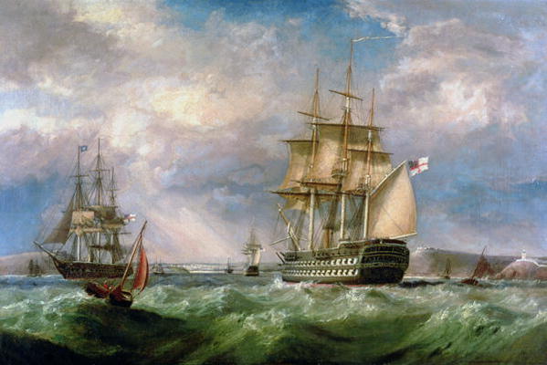 British Men-O'-War Sailing into Cork Harbour à George Mounsey Wheatley Atkinson