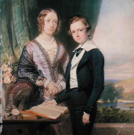 Portrait of an unknown young man standing by his mother à George Richmond