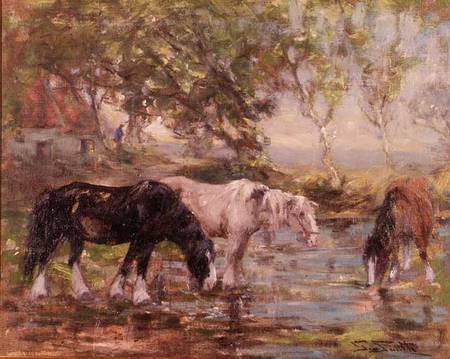 Horses at a Pool à George Smith
