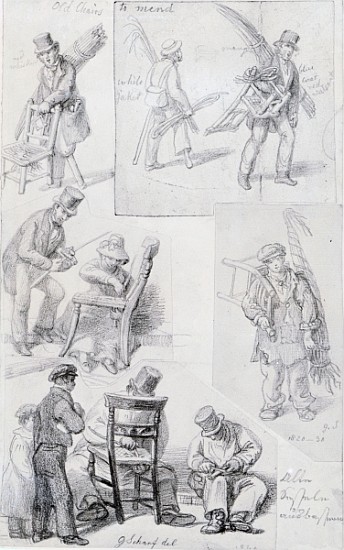 Chair menders on the streets of London, 1820-30 à George l'Ancien Scharf