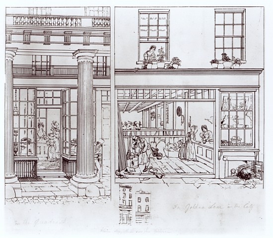 The Quadrant, Regent Street and Golden Lane, London, c.1829 (pen on paper) à George l'Ancien Scharf
