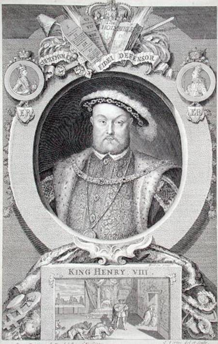 Henry VIII (1491-1547), after a painting in the Royal Gallery at Kensington à George Vertue