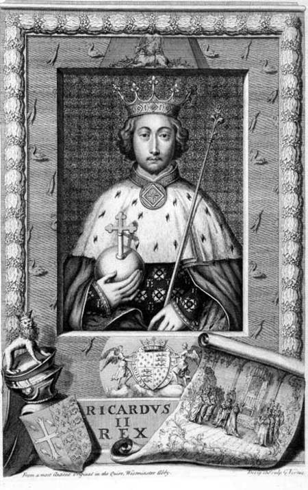 Richard II (1367-1400) King of England 1377-99, after a painting in Westminster Abbey, engraved by t à George Vertue