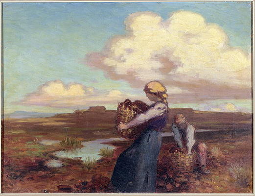 The Peat Gatherers (oil on canvas) à George William Russell
