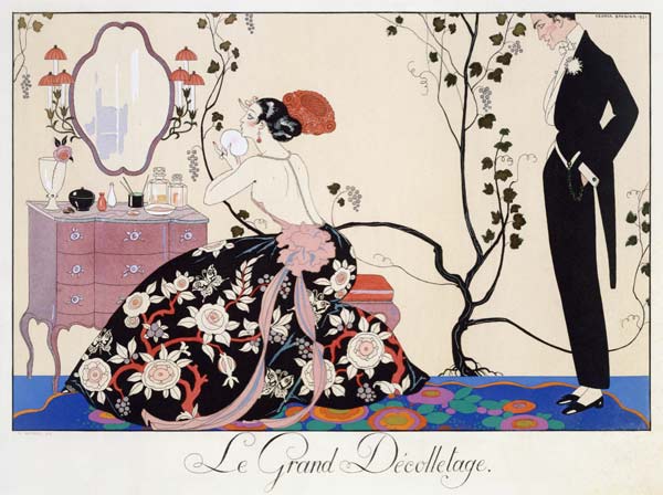 The Backless Dress, engraved by Henri Reidel, 1920 (colour litho) à Georges Barbier