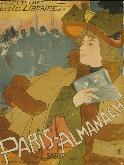 French poster advertising the Paris Almanac, printed by Bourgerie, Paris à Georges de Feure